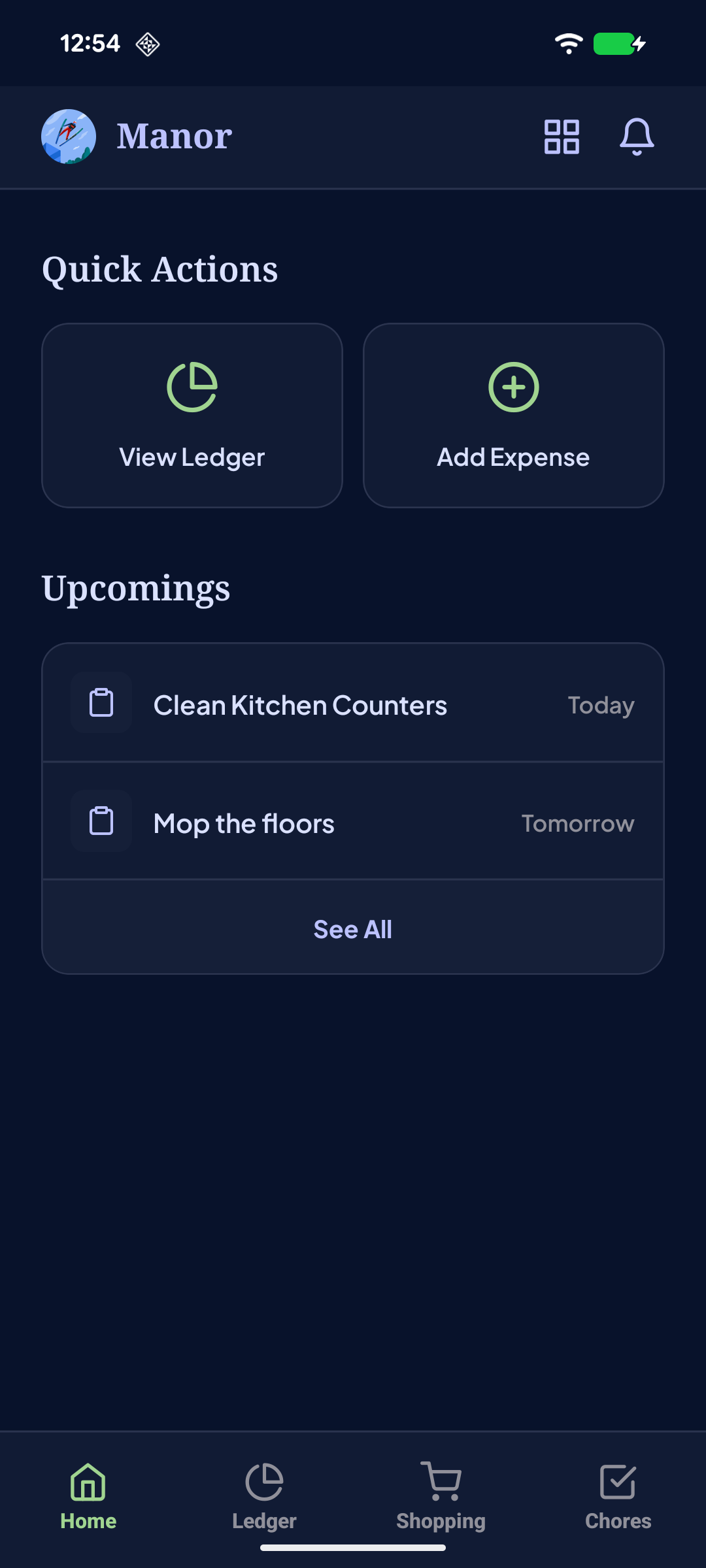 Dark Home Dashboard